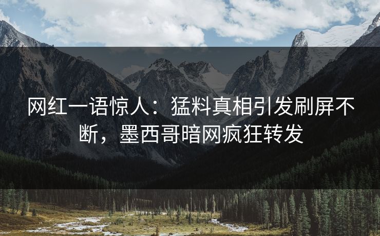 网红一语惊人：猛料真相引发刷屏不断，墨西哥暗网疯狂转发