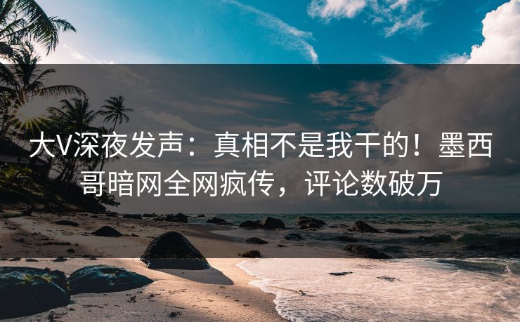 大V深夜发声：真相不是我干的！墨西哥暗网全网疯传，评论数破万