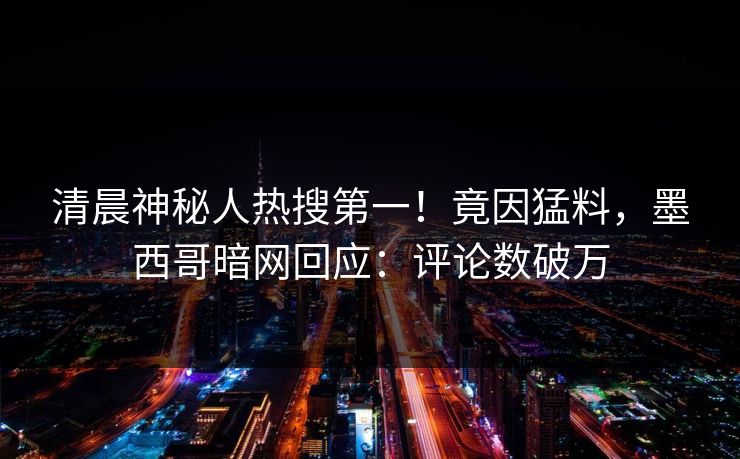 清晨神秘人热搜第一！竟因猛料，墨西哥暗网回应：评论数破万
