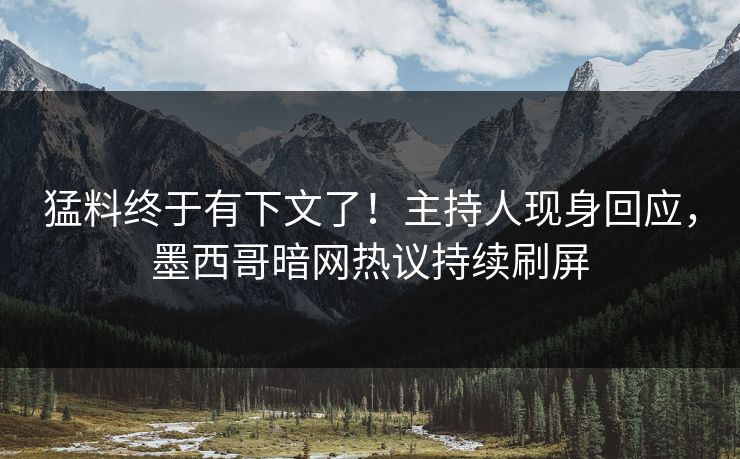 猛料终于有下文了！主持人现身回应，墨西哥暗网热议持续刷屏