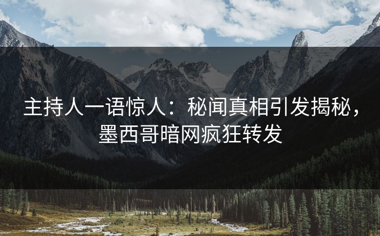 主持人一语惊人：秘闻真相引发揭秘，墨西哥暗网疯狂转发
