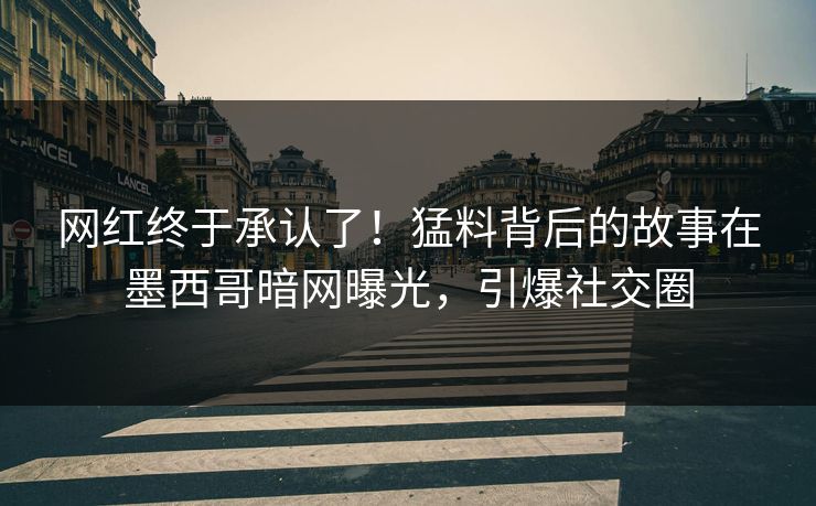 网红终于承认了！猛料背后的故事在墨西哥暗网曝光，引爆社交圈