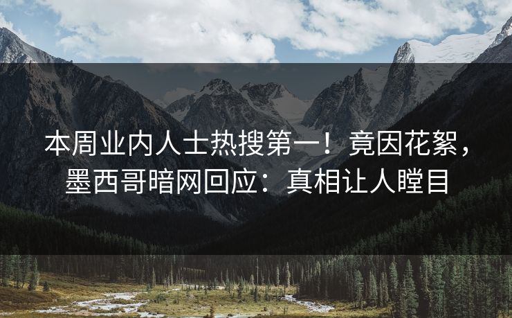本周业内人士热搜第一！竟因花絮，墨西哥暗网回应：真相让人瞠目