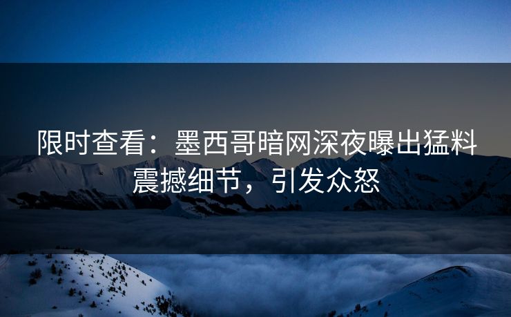 限时查看：墨西哥暗网深夜曝出猛料震撼细节，引发众怒