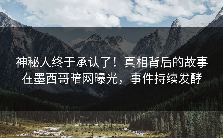 神秘人终于承认了！真相背后的故事在墨西哥暗网曝光，事件持续发酵