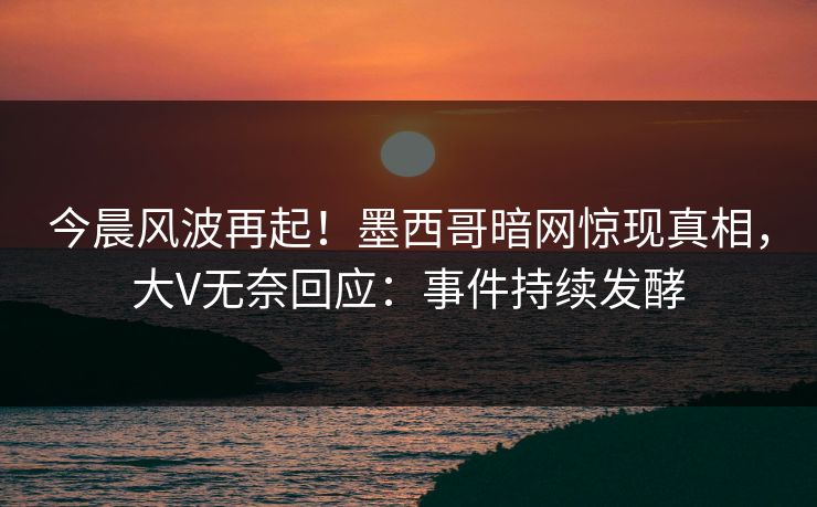 今晨风波再起！墨西哥暗网惊现真相，大V无奈回应：事件持续发酵