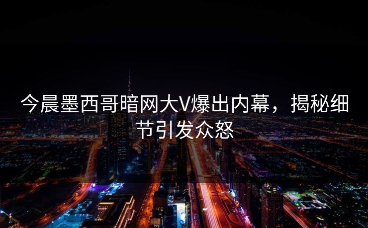 今晨墨西哥暗网大V爆出内幕，揭秘细节引发众怒