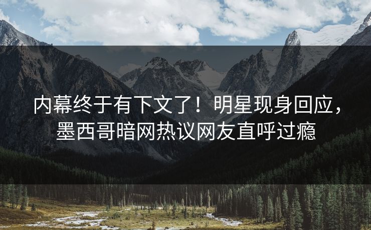 内幕终于有下文了！明星现身回应，墨西哥暗网热议网友直呼过瘾