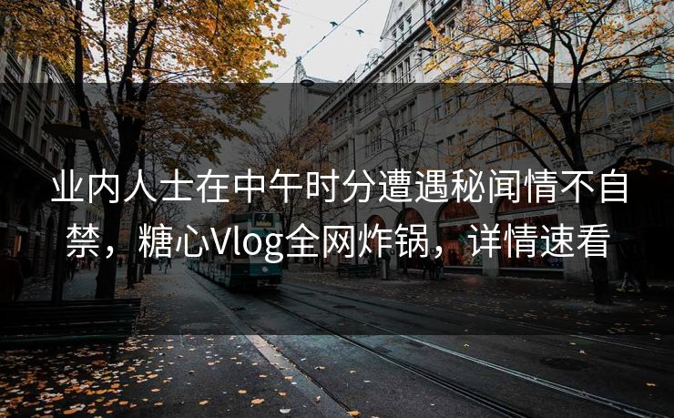 业内人士在中午时分遭遇秘闻情不自禁，糖心Vlog全网炸锅，详情速看
