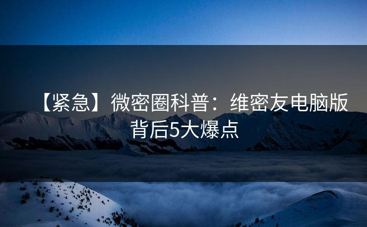 【紧急】微密圈科普：维密友电脑版背后5大爆点